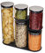 Joseph Joseph Podium 5 piece Glass Airtight Food Storage Jar Container Set with Stand, Black