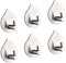MEckily 6 Pack Selbstklebend Handtuchhaken, 8kg Bademantelhaken Haken 3M Edelstahl Gebürstet Wandhaken Edelstahl rostfrei Bad und Küche Handtuchhalter Kleiderhaken Ohne Bohren (Wassertropfen)