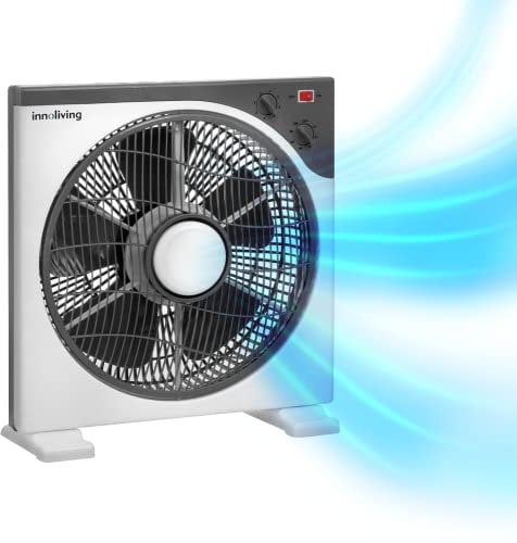 Innoliving Ventilatore Box INN-505NEW, 5 Pale Potenti, 3 Velocità Regolabili, Timer 60 Minuti, Funzione Oscillazione, Design Compatto e Silenzioso, Ideale per Casa e Ufficio