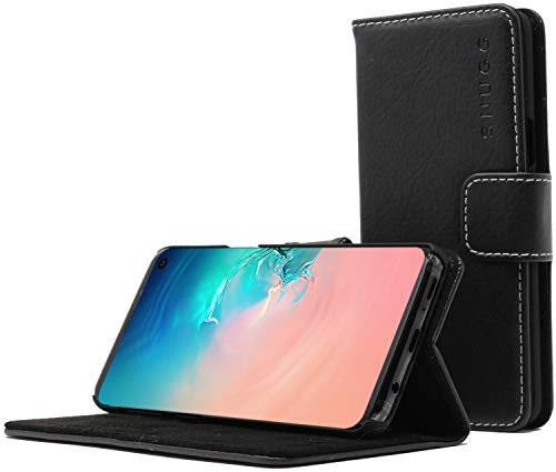Snugg Schutzhülle für Samsung S10e – Etui aus Leder mit Kartenschlitzen und Ständer – Legacy-Kollektion, Flipcase, Handyhülle in Schwärzestem Schwarz