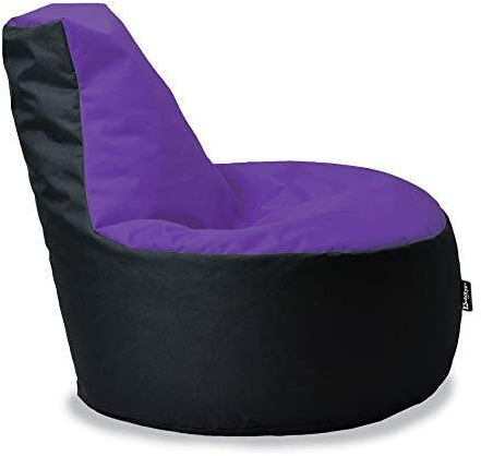 BuBiBag Gamer Sitzsack, Lounge Sessel, Gaming Sitzsäcke, Indoor & Outdoor Kissen für Kinder und Erwachsene (Lila-Schwarz;Ø:80cm)