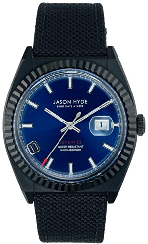 Jason Hyde i Have a Date Herren Uhr analog Quarzwerk mit Gewebt Armband JH30008