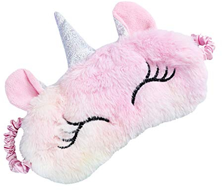 FORLADY Schlafmaske Frauen Unicorn Augenmaske Plüsch Cartoon Shade Augenmaske Shading Für Erwachsene Kind plüsch (Einhorn bunt-rosa)
