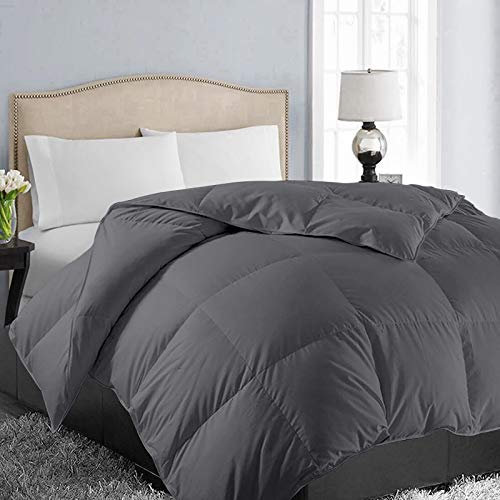 EASELAND Piumino reversibile per tutte le stagioni, per letto king size, trapuntato, con linguette angolari, caldo e soffice, grigio scuro, 248,9 x 294,6 cm