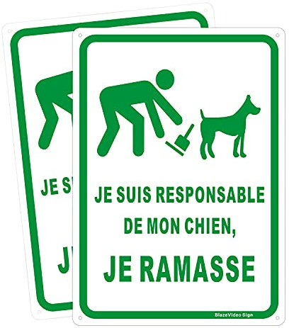 BlazeVideo 2X Panneau - Je suis Responsable DE Mon Chien, Je RAMASSE, Aluminium 250 * 350mm …