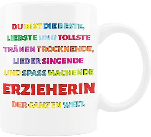 TassenSachen Tasse Erzieherin Abschied - tollste Erzieherin der ganzen Welt - als Kita Abschiedgeschenk Erzieherin - Kaffeetasse ca. 330 ml