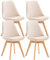 CLP 4er Set Esszimmerstuhl Linares Kunststoff I Stoff I Samt I Cord I Lederoptik I Lehnstuhl Mit Holzgestell, Farbe:beige, Material:Samt