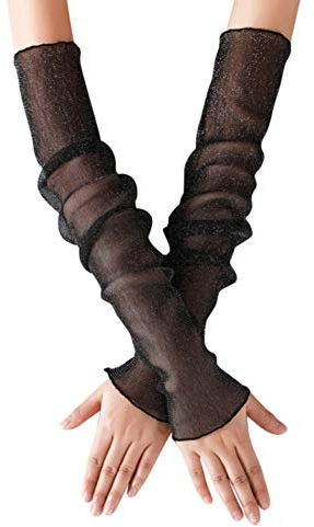 FakeFace Armstulpen Sommer Damen Kühlung Arm Ärmel Spitze Arm Stulpen UV-Sonnenschutz Armlinge Lange Netz Handstulpen Dünne Eisseide Armschutz für Radsport, Klettern, Wandern und Reisen