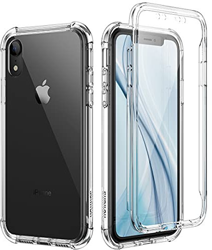 SURITCH Coque pour iPhone XR 360 Degré Transparente Antichoc Silicone Bumper [Ultra Hybrid] Integrale Anti-Rayures Full Body Protection Etui Housse pour iPhone XR 6,1 Pouce (Clair)