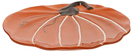 HEMOTON Keramik Kürbis Teller Steakteller Porzellan Servierteller Halloween Erntedankfest Deko Tischdeko Speiseteller Beilagenteller Pizzateller Salatteller Servierplatte Herbstdeko