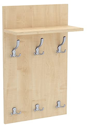 AKKE Garderobenpaneel Wandgarderobe Mit Ablage Wandpaneel Garderobe PVC Medi 80x50 cm ALUMINIUM | AHORN