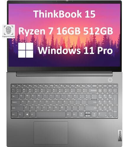Lenovo ThinkBook 15 Business Laptop (15,6 FHD antiriflesso, 16 GB RAM, 512 GB SSD, AMD Ryzen 7 5825U (> Intel i7-1165G7)), webcam FHD con otturatore, grado militare, impronte digitali, Ethernet, Win