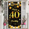 40. Geburtstag Banner für Männer Frau, Schwarz Gold 40 Geburtstag Party Deko Tür Hintergrund, 40 Jahr Geburtstag Zeichen für Mann 40 Geburtstagsfeier Wand Poster Dekoration Zubehör, 185 x 90 cm