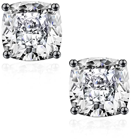 SMILEST Boucles d'oreilles à tige en moissanite taille coussin de 1 à 3 carats pour homme et femme, couleur D, clarté VVS1, diamant créé en laboratoire, or blanc, jaune, rose, or ruthénium, vermeil et