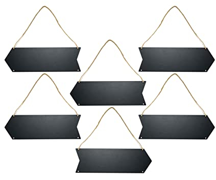 6 Stück hängende Holzkreidetafel, doppelseitige Pfeilschilder, löschbare schwarze Tafel für Wanddekoration, 30,5 x 10,2 cm