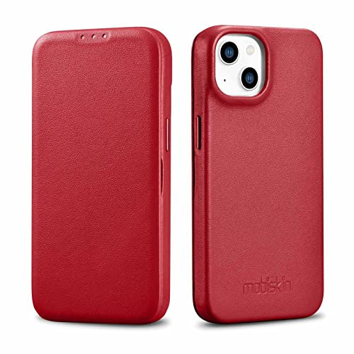 Mobiskin cover compatibile con Apple iPhone 14 PLUS (6,7 pollici), custodia con vera pelle, case ultra-sottile, custodia protezione, rosso