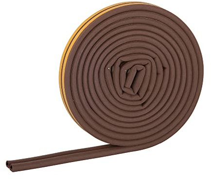 HELPMATE – Dichtungsband selbstklebend für Fenster & Türen – Fensterdichtung/Türdichtung zum Isolieren von Spalten mit 3 bis 5,5 mm Breite – Dichtband 9 x 6 mm (D-Profil | 12 Meter | Braun)
