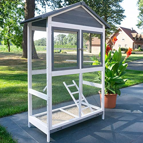 Volière Cage à Oiseaux en Bois de Haute qualité pour intérieur et extérieur–Modèle Apollo différentes Tailles (Taille XL)