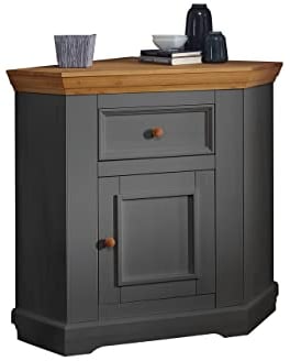 Woodroom Eckanrichte in Kiefer massiv grau Eckkommode Kommode (BxHxT 104x94x42 cm)