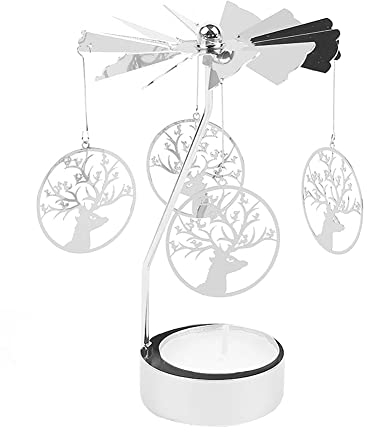 URFEDA Elch Teelicht Karussell Glas Teelichthalter Gold Teelichtglas Rotierender Kerzenhalter Eisen Metall Kerzenständer für Valentinstag Deko Geschenk Hochzeit Dekoration Wohnzimmer Tischdeko