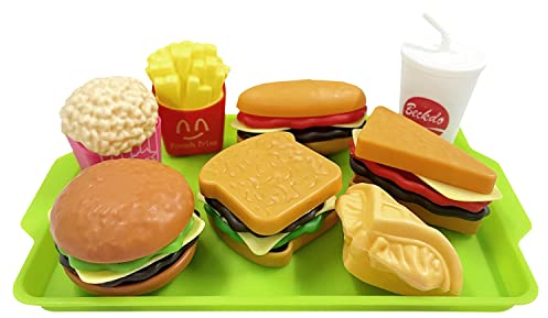 9-teiliges Essens-Simulationsspielzeug, Mini-Küche für Kinder, Hamburger Hot Dog French Fries Tray Gift Set, geeignet ab 3 Jahren