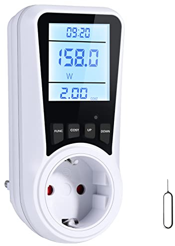 Vinabo Misuratore Consumo Elettrico,Contatore di Potenza di Corrent,16A/3680W Italiana con Schermo LCD,7 Modalità di Monitoraggio,Protezione da Sovraccarico