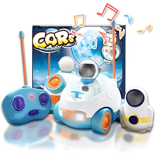 OYAKG Ferngesteuertes Auto ab 2 3 4 5 6 Jahre,Weltraum Baby Spielzeug mit Licht und Musik,Baby Auto Spielzeug Geschenk Junge Mädchen 2 3 4 5 6 Jahre,RC Auto Spielzeug ab 1 Jahr mit 2 Astronaut