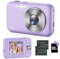Digital Camera, 1080P HD 44MP Kids Digital Camera With 32GB Card, LCD Screen Rechargeable Compact Camera with 16X Digital Zoom Camera for Kids, Boys Girls, Students (Purple)