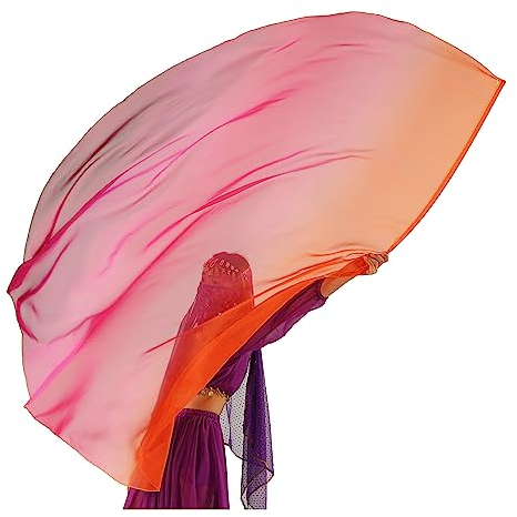 Tanzflagge Regenbogen Tanzflagge Frauen Chiffon Schleier Tanz Halbkreis Flagge Chiffon Schleier, Kostüm Tanzzubehör 7 # orange rot lila, 7#Orange Rot Lila, Einheitsgröße