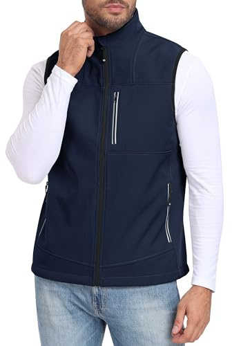 MoFiz Gilet Uomo Outdoor Pile Softshell Casual Sportivo per Trekking e Campeggio Senza Maniche Blu-83 L