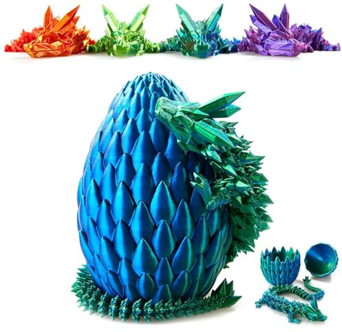 syouces 3D Printed Crystal Dragon Egg, 15 Inch Articulated Dragon