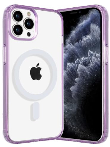 Coiwxmoi Cover Magnetica per iPhone 12 Pro Max 6,7, Compatibile con Magsafe, Trasparente Morbido Silicone TPU + Hard PC Custodia Antiurto Anti-Graffio Protettiva Cover per iPhone 12 Pro Max, Viola