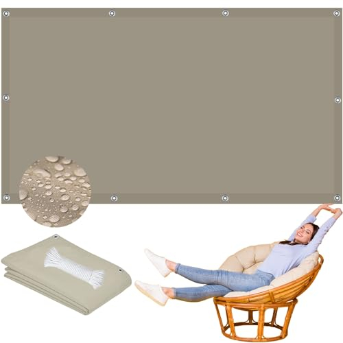 Sonnensegel Wasserdicht 5 x 6 m Schattentuch 98% Schutz vor UV-Strahlungen Windschutz für Außenbereich,Garten, Khaki