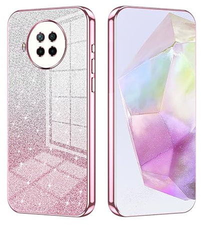 ILING Cover per Xiaomi Mi 10T Lite 5G, Ultrasottile Elegante Colore Sfumato Brillantini Carta Design Ragazza Custodia, Morbido TPU Antiurto Silicone Elettrolitico Case (Rosa)