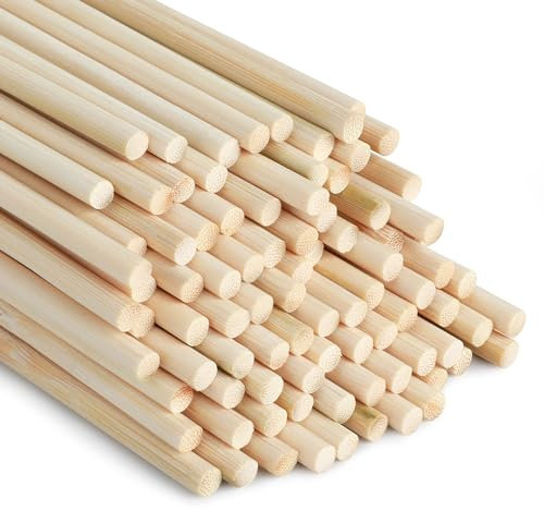 SOSMAR 90 Stück Holzstäbchen zum Basteln, Bambusstäbe rund Ø 5mm x 30cm Lang Rundholz Natur Holzstab Bastelholz für Modellbau DIY Handwerk und Deko