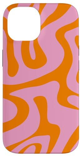 Hülle für iPhone 14 Rosa und Orange Liquid Swirl Abstraktes ästhetisches Muster