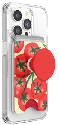 PopSockets Telefon-Geldbörse mit erweitertem Griff und Adapterring für MagSafe, Telefonkartenhalter, kabellos aufladbar, Geldbörse kompatibel mit MagSafe - PopOut Campari