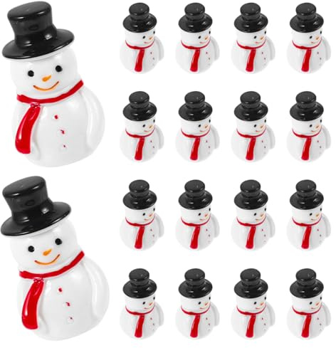 Veemoon Mini Pupazzo di Neve di Natale Figure Natalizie in Miniatura in Resina Statua Artigianato Del Pupazzo Neve Decorazioni Natalizie Classiche 40 Pezzi