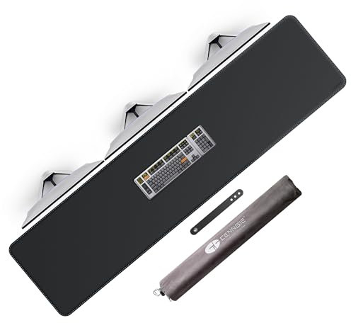 CENNBIE Tapis de Bureau en Cuir,200x50cm Extra Large Tapis de Bureau, Tapis de Souris antidérapant étendu, Tapis de Bureau en Cuir PU imperméable, sous Main Bureau pour Le Bureau et la Maison (Noir)