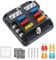 Kfz Sicherungshalter 6 Fach Sicherungsblock kfz Sicherungskasten 12pcs Standard Flachsicherungen mit LED-Sicherheitsanzeige Positiver Negativer für Auto Boot Van RV LKW SUV