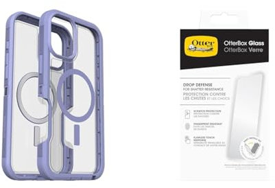 OtterBox Defender Series XT MagSafe Case for iPhone 16 Plus, Shockproof, Drop proof, Ultra-Rugged, Protective Case, 7x Tested to Military Standard, Clear/Purple and Screen Protector