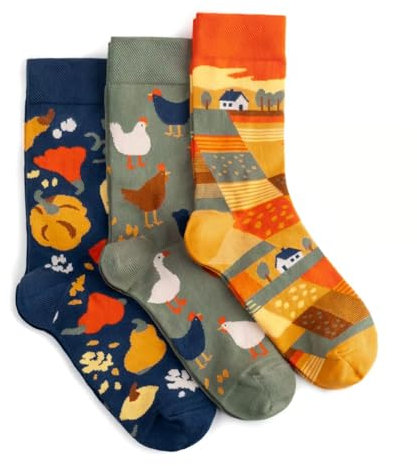 Dodo socks - Lustige Bunte Socken aus Baumwolle – Unisex für Damen, Herren – Große Auswahl an Funny Motiven – Premium Qualität, 3 Paar (42-43, Harvest)