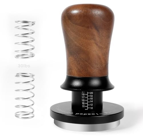 HOLIHOKY Tamper 54mm, 30lbs Druckregulierend Espresso Tamper, Hozl Kaffee Tamper für Sage, Walnuss Griff