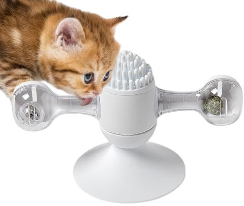 Jouet pour chat à plateau tournant de moulin à vent, jouet pour chat à moulin à vent rotatif | Jouet d'exercice à mâcher pour chat | Fileur interactif de chat de bâti de mur de boule moyenne de dents