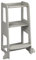 URBNLIVING Escalón de cocina de madera gris de 90 cm de alto, torre de aprendizaje para encimera de baño, fregadero, taburete antideslizante, ayuda con riel protector de seguridad, duradero y ligero