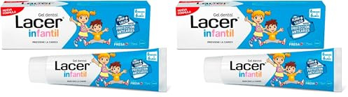 LACER JUNIOR - Gel Dental Infantil 75 ml, para Niños a Partir de 6 meses a 6 años, Previene la Caries, Fórmula de Flúor Más Calcio, Cuida los Dientes de Leche (Paquete de 2)