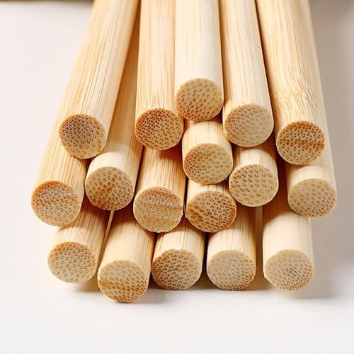 WANYI 50 Pièces Batonnet en Bois, Baguette Bois, 10mm x 300mm Baton Barbe a Papa Rond en Bois Tige Bois pour Maquette DIY Projets Artisanat et Décoration