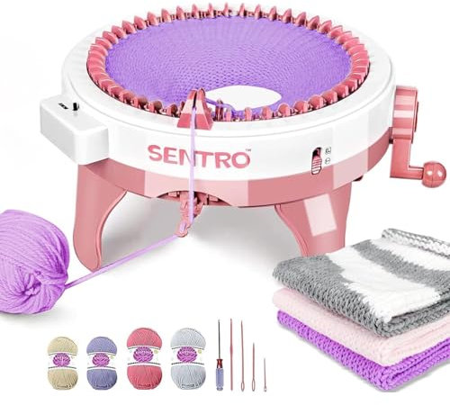 BUAOB SENTRO Strickmaschine 48 Nadeln für Erwachsene, Smart Automatische Rundhäkeln Strickmaschine mit Reihenzähler
