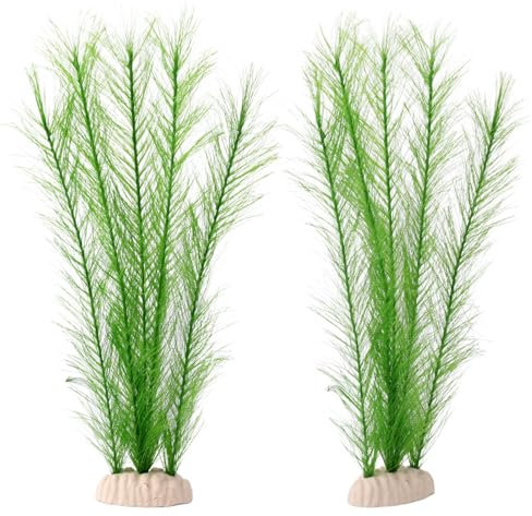 BOXOB 2 Stück Kunststoff Aquarienpflanzen, Realistische Künstliche Grünpflanzen Kunststoff Wassergras Aquarium Dekoration für Aquarien Aquarium Landschaft Terrarium Simulierte Vegetation