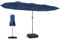 GYMAX Ombrellone Doppio da Giardino con Base, 4 x 2 m, con Manovella e Ventilazione, Ombrellone da Tavolo Extra Grande per Area Piscina, Terrazzo e Cortile (Blu)